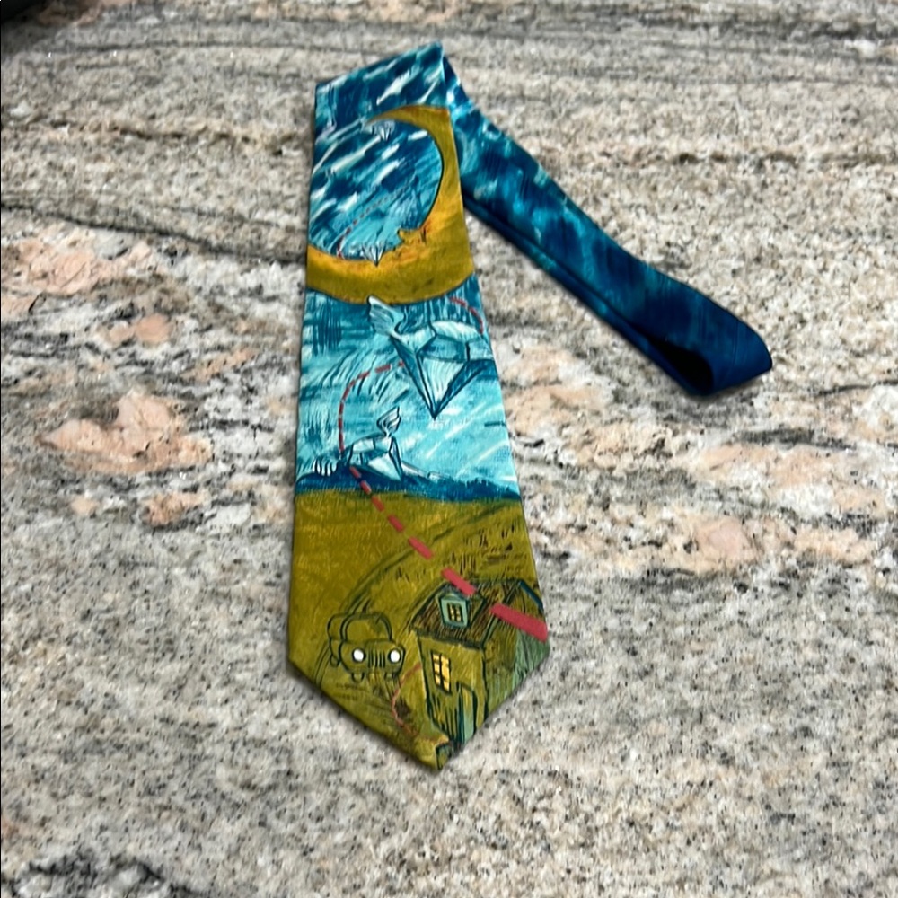 The Beatles Blue and Teal Artistic Tie